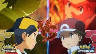 Pokemon Battle USUM Red Vs Gold Red Indigo Plateau Pokémon Origins Team [upl. by Einaeg]