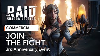 RAID Shadow Legends  RAID 3rd Anniversary Event  Join The Fight Official Commercial [upl. by Atteve]