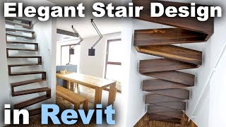 Elegant Stair Design in Revit Tutorial [upl. by Ahsikar]