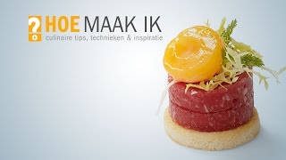 Hoe maak je een steak tartaar met een dooier van 64ºC [upl. by Atteuqnas]