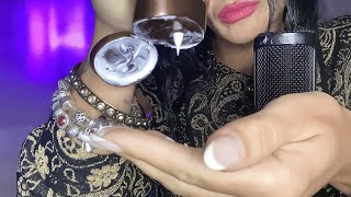 ASMR hypnotic triggers without talking tappinng on a mirror💛💜 [upl. by Leaffar]