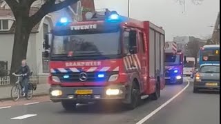 P1 Brandweer Enschede TS 059332 amp AL 054251 met spoed naar een brand gerucht in Enschede [upl. by Atwekk]