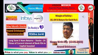 May Month Anand Srinivasan Recommend Stocks moneypechu anandsrinivasan [upl. by Aikat245]