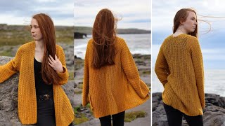 Crochet Cardigan Made From 2 Panels [upl. by Latnahs]