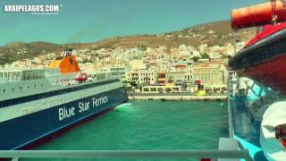 NISSOS MYKONOS  ARRIVAL AND DEPARTURE FROM SYROS PORT [upl. by Landing]