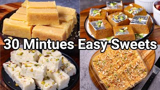 4 Quick amp Easy Milk Sweet Desserts in 30 Minutes  Simple Indian Creamy Milk Desserts Ideas [upl. by Allina]