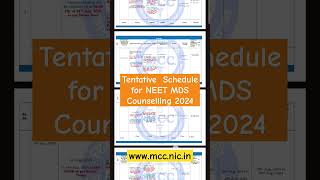 Tentative Schedule for NEET MDS Counselling 2024 neet omfs viral [upl. by Omora]