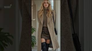 2024 Winter fashions  oversized wool coat amp mini skirt styles outfits [upl. by Adnor]