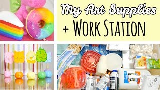 All My Art Supplies  Work Station Tour  Art Crafts Squishies [upl. by Vala]