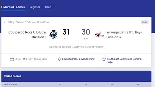 GRAND FINAL Coorparoo Roos vs Yeronga Devils U15 Div 3 AFL 30824 Benji 43 [upl. by Volotta929]