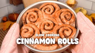 Cinnamon Rolls  Pumpkin Spice Latte  Cozy Autumn Slime Baking [upl. by Nalani406]