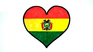 How to Draw Bolivia Heart Flag  Country Flag  Heart Flag  Love Flag [upl. by Nahpets461]