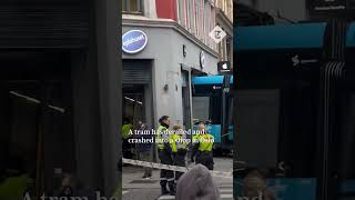 A tram in Oslo derailed and crashed into a shop [upl. by Prunella853]