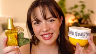 ASMR The BEST Cozy Friend Personal Attention skincare hairbrushing plucking noise suppression [upl. by Fabyola]