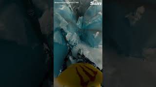 Terrifying moment skier falls into massive crevasse caught on helmet cam [upl. by Konstanze]