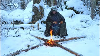 Winter Bushcraft in the Wilderness  Camping in Snow [upl. by Robinet629]