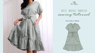 DIY Easy Midi Dress  Sewing Patterns  Beginner Sewing   PINS N PATTERNS [upl. by Schrick414]