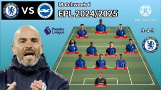 Chelsea vs Brighton  Potential Line Up Chelsea Matchweek 6 Premier League Season 20242025 [upl. by Sosthina]