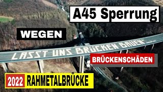 Sperrung Autobahn Lüdenscheid  Rahmedetalbrücke wegen Brückenschäden auf der Autobahn A25 gesperrt [upl. by Thalia164]