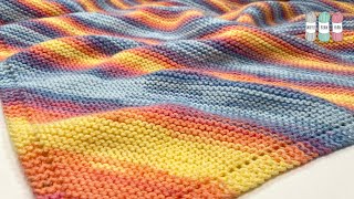 How to Knit a Diagonal Garter Stitch Baby Blanket  Rectangle or Square [upl. by Nelrsa]