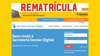 Rematrícula  SED Gov SP 2023 [upl. by Calli]