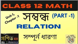 RELATION Class 12 Math Unit1 Chapter1সম্বন্ধ What is relationDomain and RangeSN Dey [upl. by Anitsrhc]