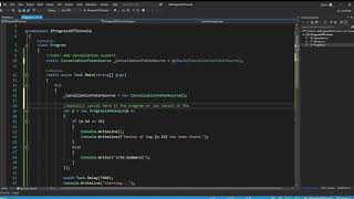 C IProgress of T with cancellation using CancellationTokenSource asyncawait [upl. by Figge]