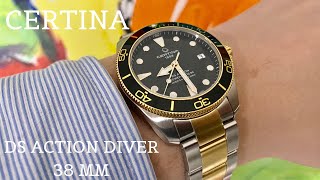 Certina DS Action Diver  New 2021 38 mm TwoTone Divewatch [upl. by Subocaj]