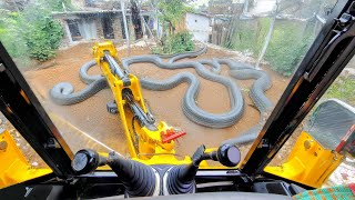 Founded snake on JCB machine  washing JCB machine on forest [upl. by Kant973]