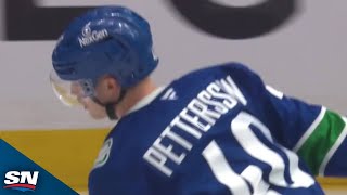 Canucks Elias Pettersson Finishes PowerPlay In Style Vs Flames [upl. by Drarrej]