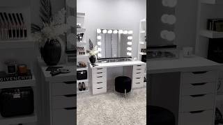 Black luxe vanity room  Glam room transformation Before amp after vanity edition Hollywood mirror [upl. by Enomaj248]