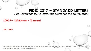 FIDIC 2017 Cl 48  L025 HSE Matters [upl. by Clintock]