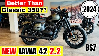 2024 New Jawa 42 22 BS7 Model😍Detailed Review  Mileage  price  Features  Better Than Classic🔥 [upl. by Nnaerb]