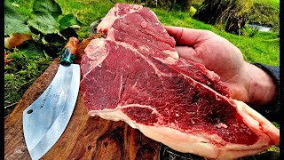 How to cook the Perfect Steak the juiciest t bone EVER ASMR cooking Relaxing Video Camping [upl. by Letitia]