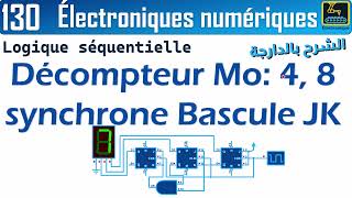 130 Décompteur synchrone Modulo 4 et 8 synchrone Bascule JK [upl. by Clements]