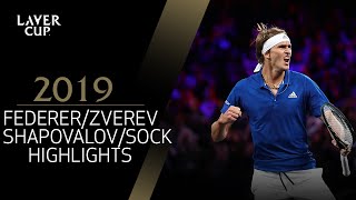 Federer  Zverev v Shapovalov  Sock Mach Highlights  Laver Cup 2019 [upl. by Audi]