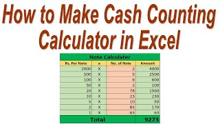 How to Make Cash Counting Calculator in Excel [upl. by Assilrac]