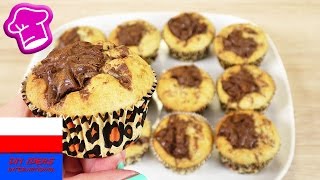 Muffinki bananowo  nutellowe  prosty przepis na muffinki z nutellą i orzechami [upl. by Llertnad623]