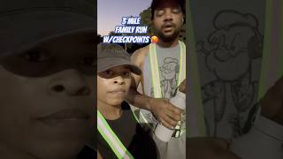 Family Run with checkpoints 👟🏃🏾 familyrun exercise nightrun blackfamilyvlog slowbutsteady [upl. by Ailemac159]