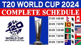 ICC World Cup T20 2024  Complete Schedule  T20 World Cup 2024  Schedule with Timings Dates Venues [upl. by Fromma]