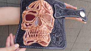 Motorcycle Skull Rider Leather Biker Wallet [upl. by Ameerak]