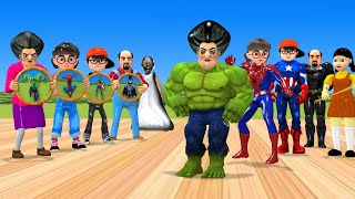 Scary Teacher 3D vs Squid Game Dresses Superhero Clothing Dressing Room Win or Lose 5 Time Challenge [upl. by Nomsed125]