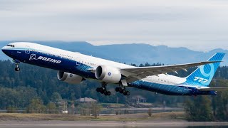 Boeing 777X Blasting Out Of Boeing Field For Testing [upl. by Melas]