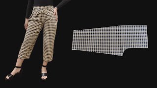 Very easy ⭐ NO ELASTIC NO ZIPPER Baggy Pants Cutting and Sewing  DIY wrap baggy trousers [upl. by Reste]