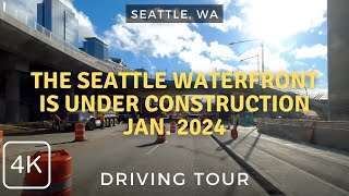 Whats New on the Seattle Waterfront  Drive Northbound and Southbound  Jan 2024  Seattle WA [upl. by Ydnem161]