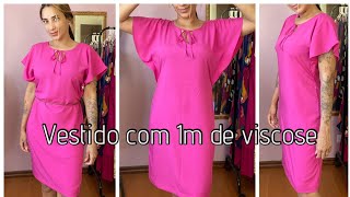 Vestido com 1 metro de Viscose Manga meia Lua Costura fácil  DIY [upl. by Gibby]