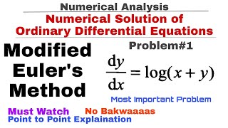 7 Modified Eulers Method  Problem1  Numerical Solution of Ordinary Differential Equations [upl. by Tsenre152]