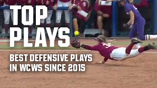 Top WCWS softball defensive plays since 2015 [upl. by Karel]