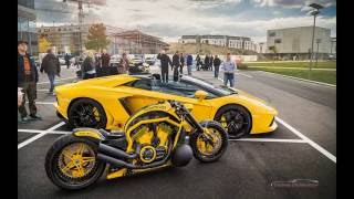 Harley Davidson V Rod no limit custom Aventador and Lamborghini Aventador [upl. by Cath322]