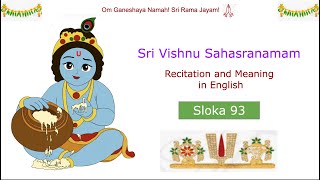 Sloka 93  Sri Vishnu Sahasranamam in English [upl. by Maggee]